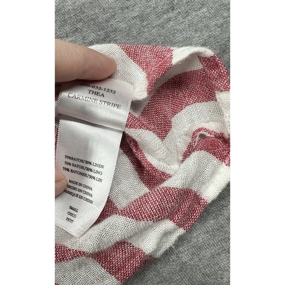 Rails Thea Red Stripe‎ Tie Front Button Down Oversized Top Size Small Carmine - Picture 5 of 7